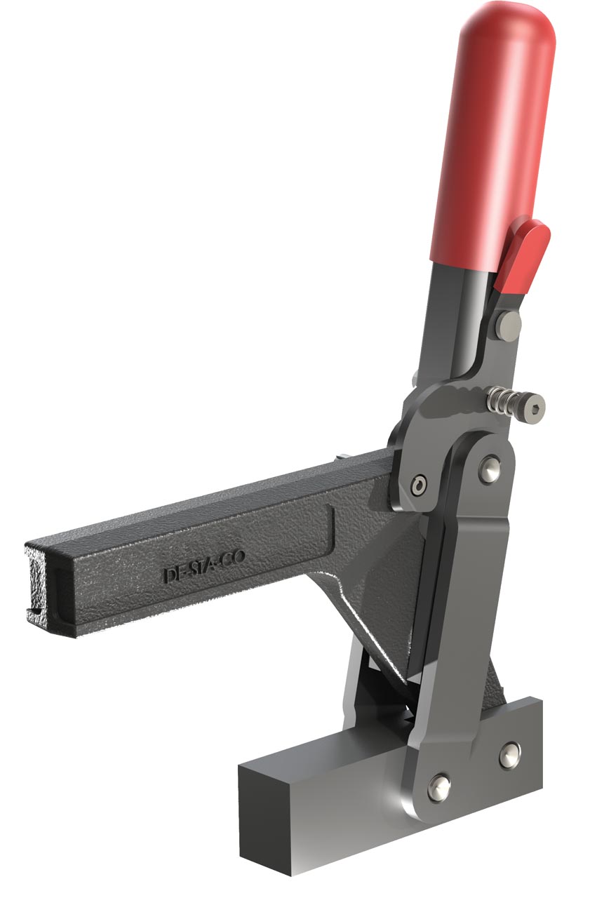Destaco’s 5110-B Open/Closed Series heavy-duty, vertical hold down clamps feature a forged clamping arm, large clearance under the clamping arm, and are available with Toggle Lock Plus capability.