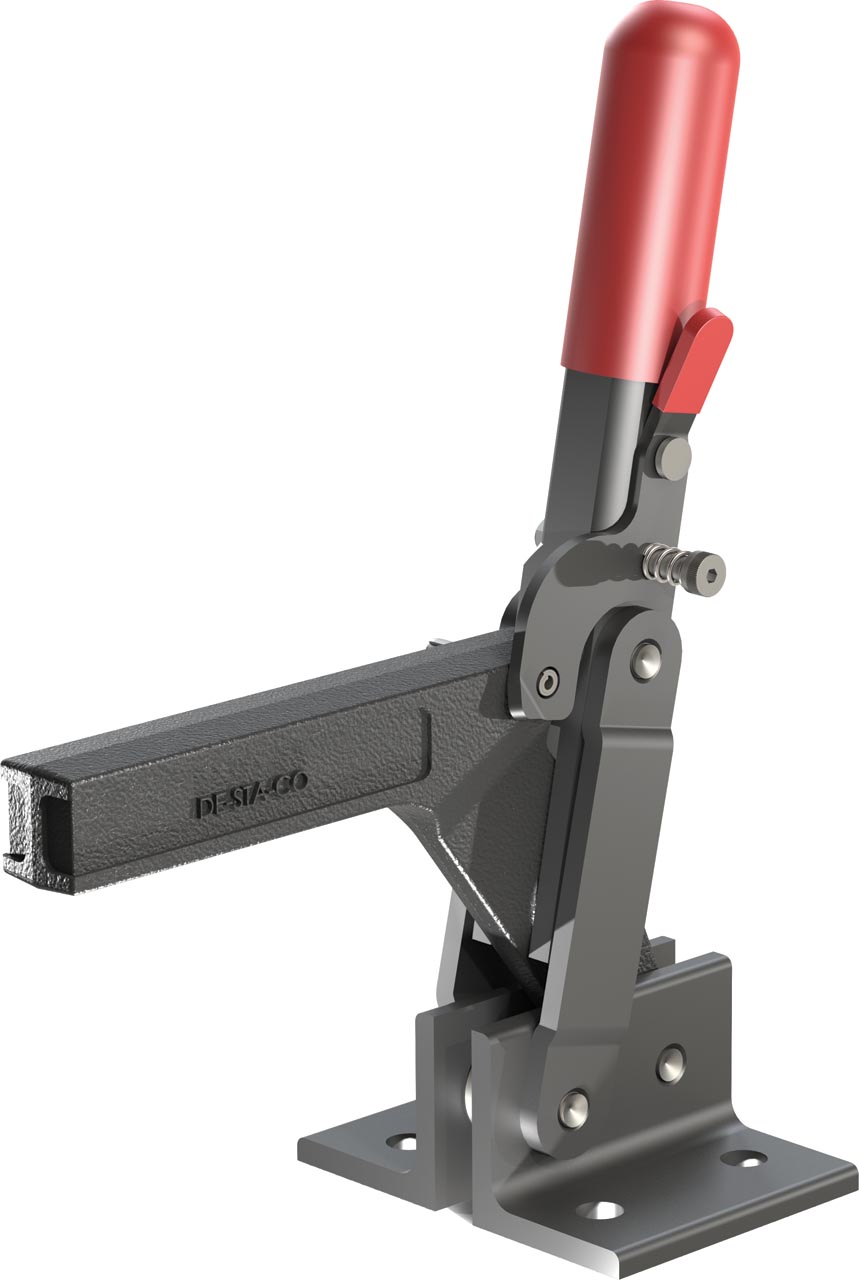 Destaco’s 5110 Open/Closed Series heavy-duty, vertical hold down clamps feature a forged clamping arm, large clearance under the clamping arm, and are available with Toggle Lock Plus capability.